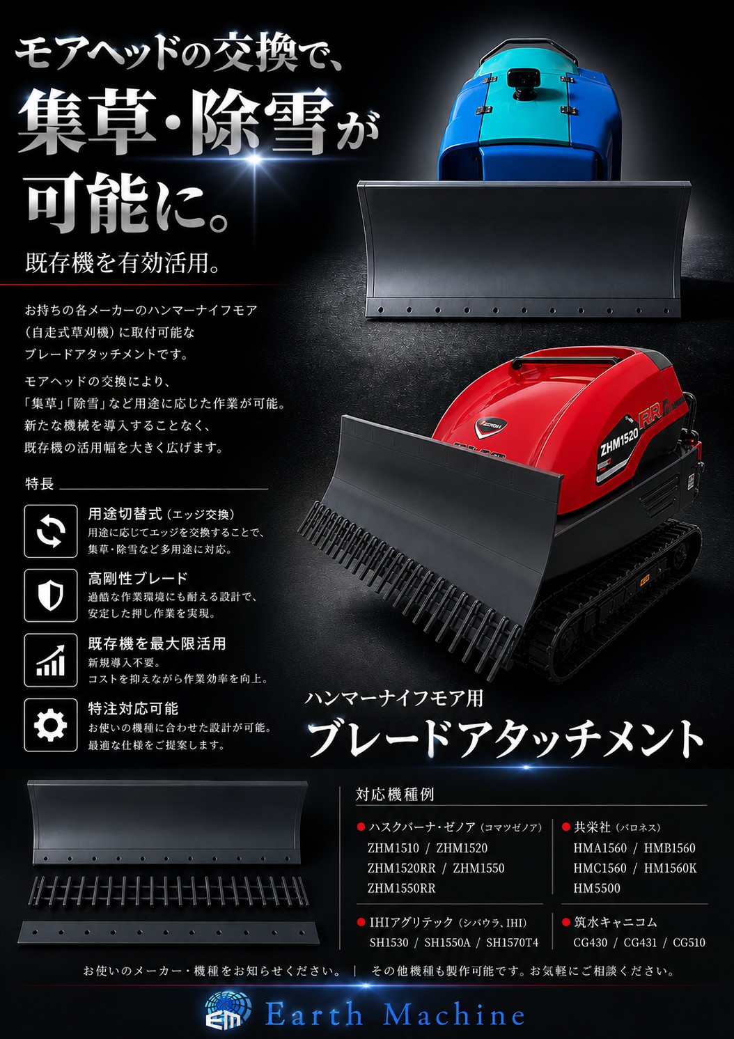 ハンマーナイフモア(自走式草刈機)用ブレードアタッチメント
