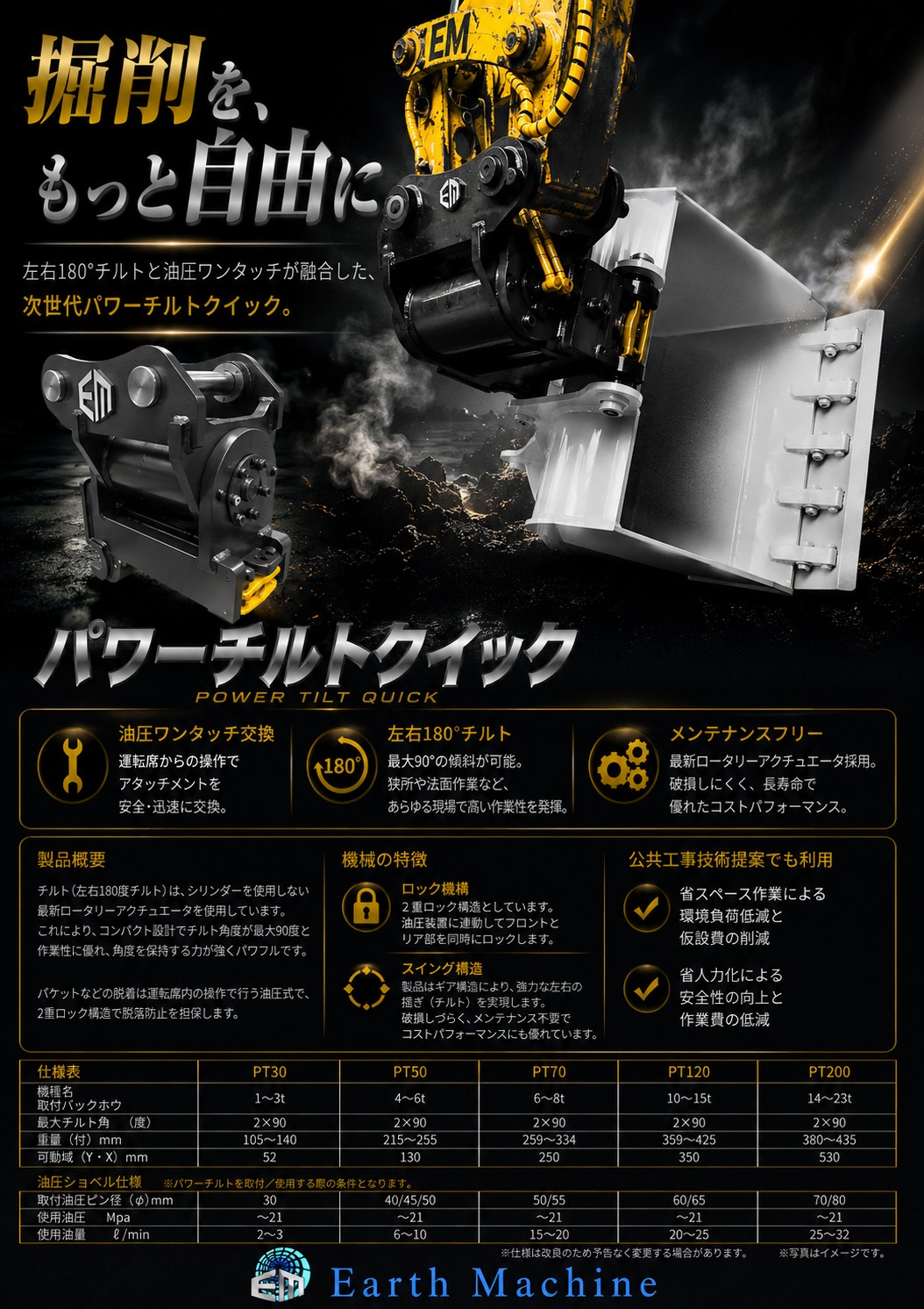 パワーチルト＋油圧ワンタッチ装着機｢パワーチルトクイック｣