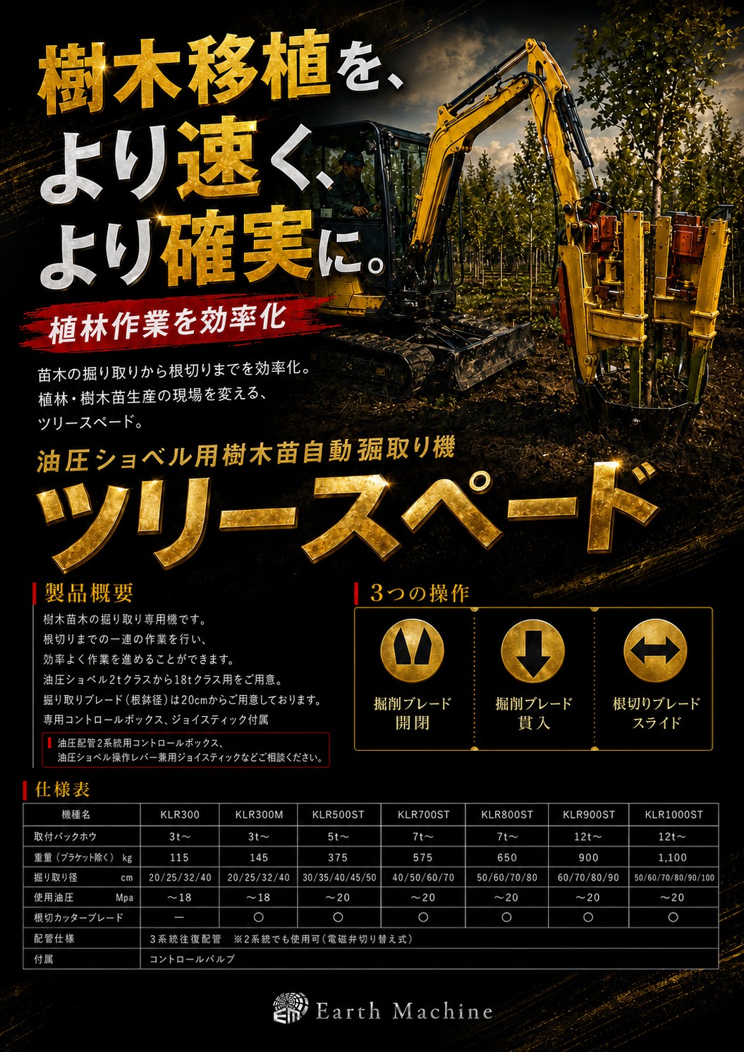 樹木苗自動掘取り機｢ツリースペード｣